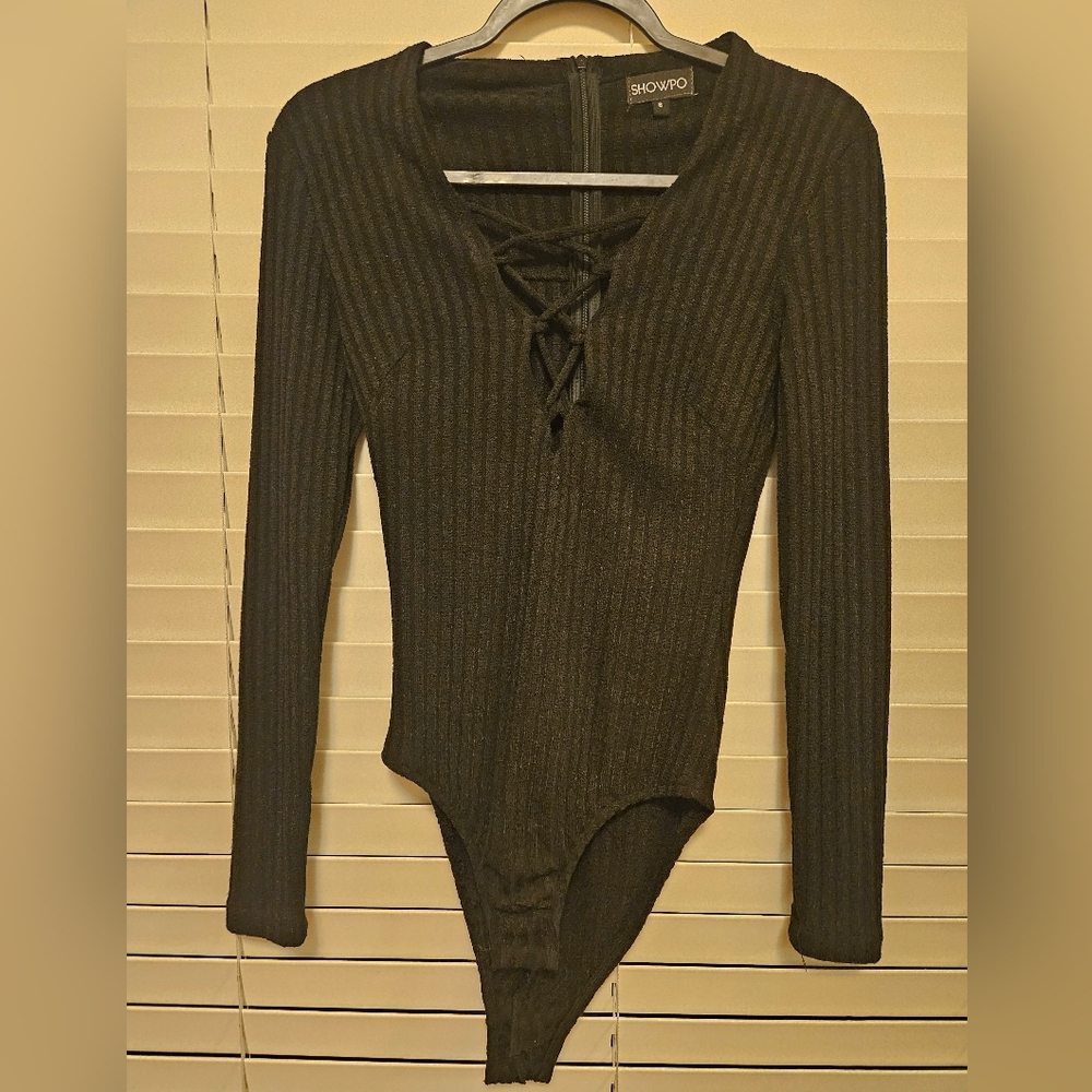 Showpo Black Textured Zip-Up Top